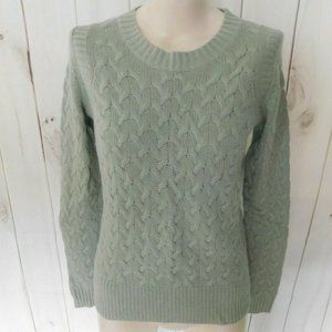 J.Crew Mint Green Wool Angora Rabbit Hair Cable Knit Pullover Sweater - XS